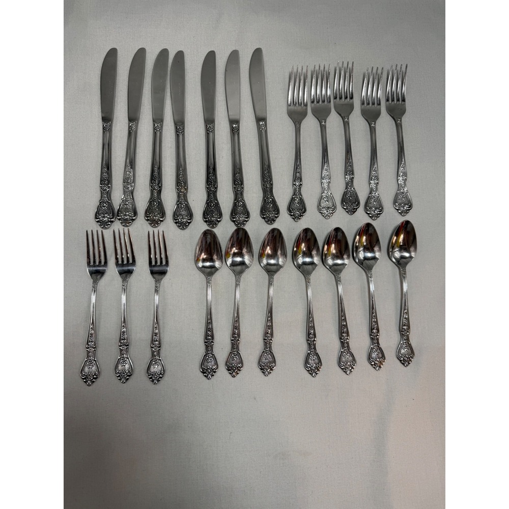Normandy Stainless Japan 22 pc Replacement Flatware Set Discontinued Floral Rose